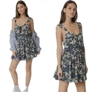 Free People Dear You Floral Minidress Sleeveless Low Back Lined NWT Size Medium